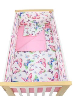 Lenjerie 5 piese, bumbac, verso roz, Butterfly, multicolor, 140x70 cm