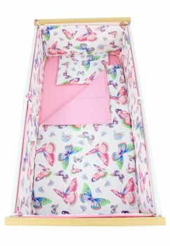 Lenjerie 5 piese, bumbac, verso roz, Butterfly, multicolor, 140x70 cm