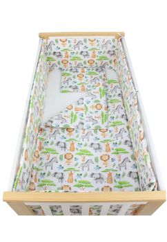 Lenjerie 5 piese, bumbac, Zebra si elefant, 120x60 cm, multicolor