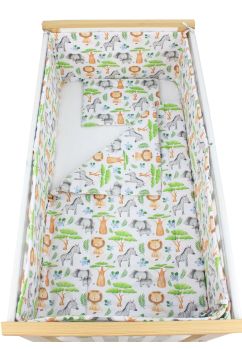Lenjerie 5 piese, bumbac, Zebra si elefant, 120x60 cm, multicolor