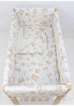 Lenjerie 7 piese, Prichindel, bumbac, Caprioara Bambi si prietenii, 120x60 cm, alb