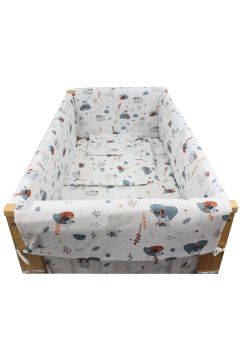 Lenjerie 7 piese, Prichindel, bumbac, Little animals, 120x60 cm, alb