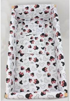 Lenjerie 7 piese, Prichindel, fundite rosii, bumbac, 120x60 cm, alb