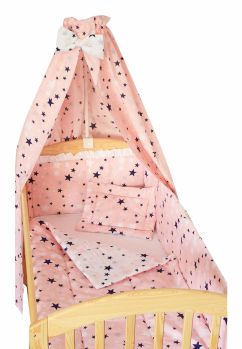 Lenjerie cu baldachin, 2 fete, stelutele roz 2, 120 x 60 cm