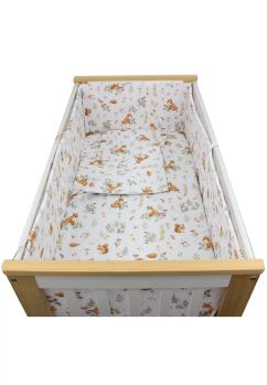 Lenjerie patut, 5 piese, bumbac, Little fox, alb, 140x70 cm