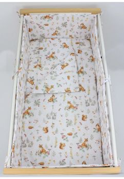 Lenjerie patut, 5 piese, bumbac, Little fox, alb, 140x70 cm