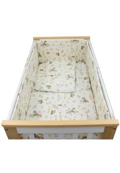Lenjerie patut, 5 piese, bumbac, Little fox, ivory, 140x70 cm