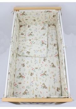 Lenjerie patut, 5 piese, bumbac, Little fox, ivory, 140x70 cm