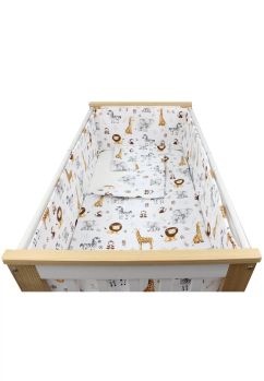 Lenjerie patut, 5 piese, Prichindel, bumbac, girafa, 140x70 cm