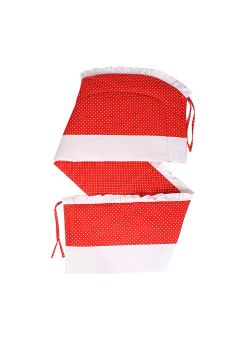 Lenjerie patut, 5 piese, rosu cu buline albe, 120x60 cm