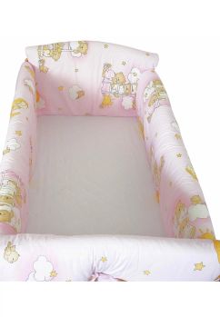 Lenjerie patut 7 piese, Maxi, ursuletul somnoros roz, 120x60 cm