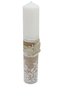 Lumanare botez, clasica, cu fluturasi si danteluta, , 35cm