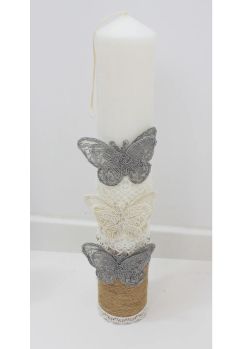 Lumanare botez, clasica, Isa, cu fluturasi, 35cm
