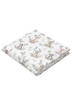 Paturica flanel bumbac, Animale pe leagan, 80 x 100 cm, multicolor
