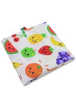 Paturica flanel bumbac, Fruits, multicolor, 75 x 100 cm