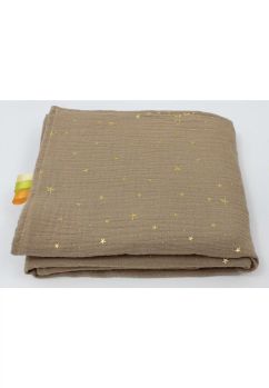 Paturica muselina, Metalic stars, bej, 75 x 100 cm