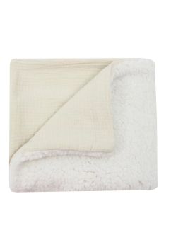 Paturica Teddy deluxe, verso muselina crem, 80 x 100 cm, crem