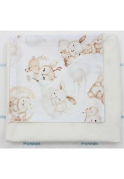 Paturica velvet deluxe, verso bumbac, caprioara Bambi, crem, 80 x 100 cm