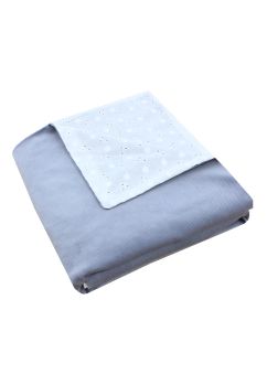 Paturica velvet deluxe, verso muselina brodata, gri, 80 x 100 cm