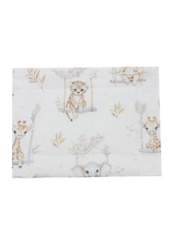 Perna slim, bumbac, Animalute pe leagan, crem, 37 x 28 cm