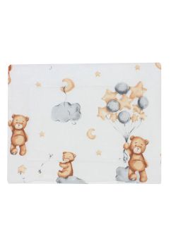 Perna slim, bumbac, urs cu baloane, alb, 37 x 28 cm