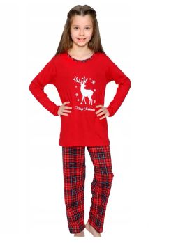 Pijama copii, bumbac, Reindeer, Merry Christamas, rosu