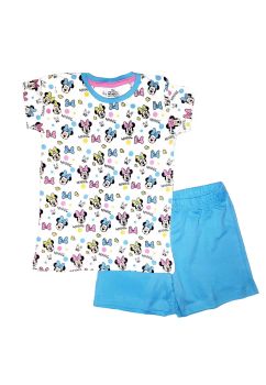 Pijama fete, maneca scurta, bumbac, Figurine Minnie, multicolor