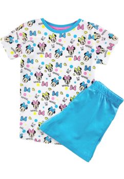 Pijama fete, maneca scurta, bumbac, Figurine Minnie, multicolor