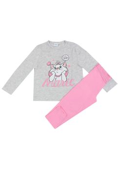Pijama ML, bumbac, cu imprimeu, Je suis adorable, Marie, gri cu roz