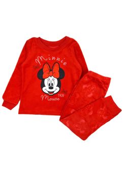 Pijama velur, maneca lunga, poliester, Minnie Mouse 1928, rosu