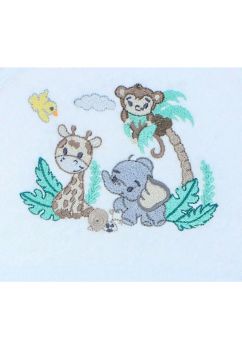 Prosop cu gluga, Animal friends, bumbac, alb, 80 x 100 cm