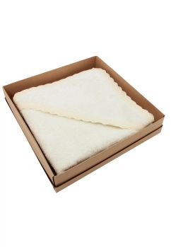 Prosop cu gluga, bumbac, Sisi, cu dantela, crem, 80 x 100 cm