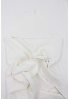 Prosop cu gluga, Ed, muselina verso frotir, bumbac, alb, 80 x 100 cm