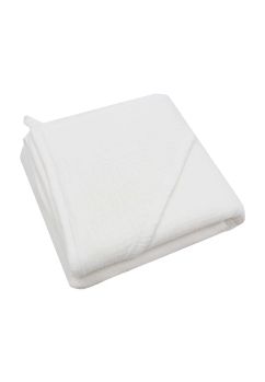 Prosop cu gluga, Ed, muselina verso frotir, bumbac, alb, 80 x 100 cm