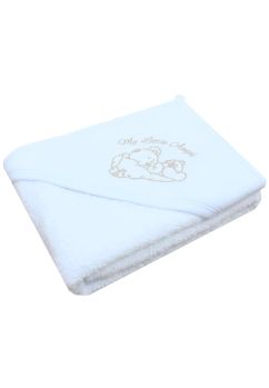 Prosop cu gluga, My little angel, auriu, bumbac, alb, 75 x 75 cm