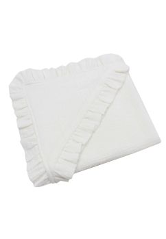 Prosop cu gluga si volanas, Ed, muselina bumbac, alb, 80 x 100 cm