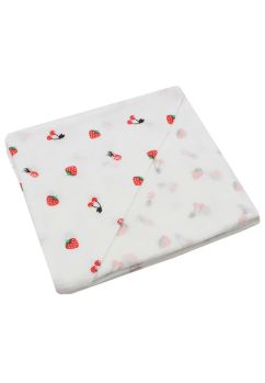 Prosop muselina, capsuni si cirese, cu gluga, alb, 80 x 100 cm