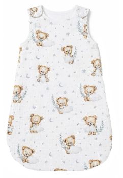 Sac de dormit, bumbac, cu umplutura, Ursulet cu steluta, alb