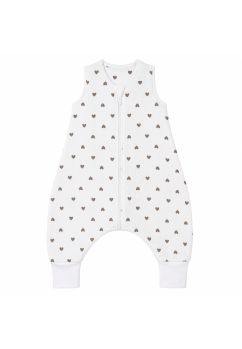 Sac de dormit cu picioare, un strat, inimioare maro, muselina, alb