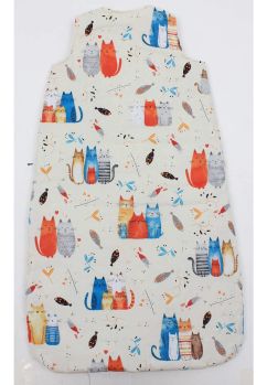 Sac de dormit, cu umplutura, Colorful cats, bumbac, multicolor
