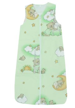 Sac de dormit, cu umplutura, Ursuletul somnoros, bumbac, verde