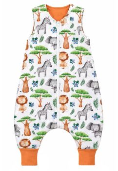 Sac de dormit, cu umplutura, Zebra si elefant, cu picioare