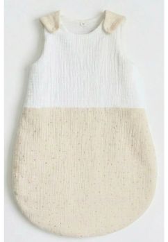 Sac de dormit din muselina, cu umplutura, bulinute metalice, ivory