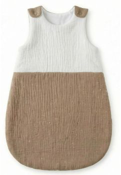 Sac de dormit din muselina, fara umplutura, bulinute metalice, bej