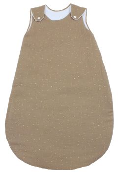 Sac de dormit din muselina, fara umplutura, Metalic Dots, bej