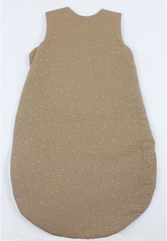 Sac de dormit, muselina, cu umplutura, Metalic Dots, bej