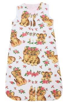 Sac de dormit, vara, muselina, Little tiger alb, doua straturi, multicolor