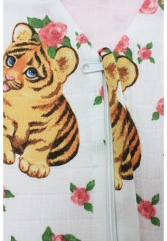 Sac de dormit, vara, muselina, Little tiger alb, doua straturi, multicolor