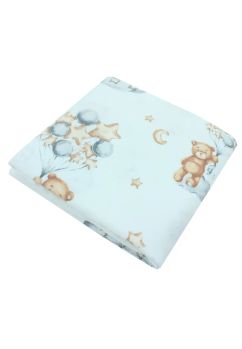 Scutec flanel bumbac, Urs cu baloane, multicolor, 80x70cm
