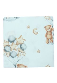 Scutec flanel bumbac, Urs cu baloane, multicolor, 80x70cm